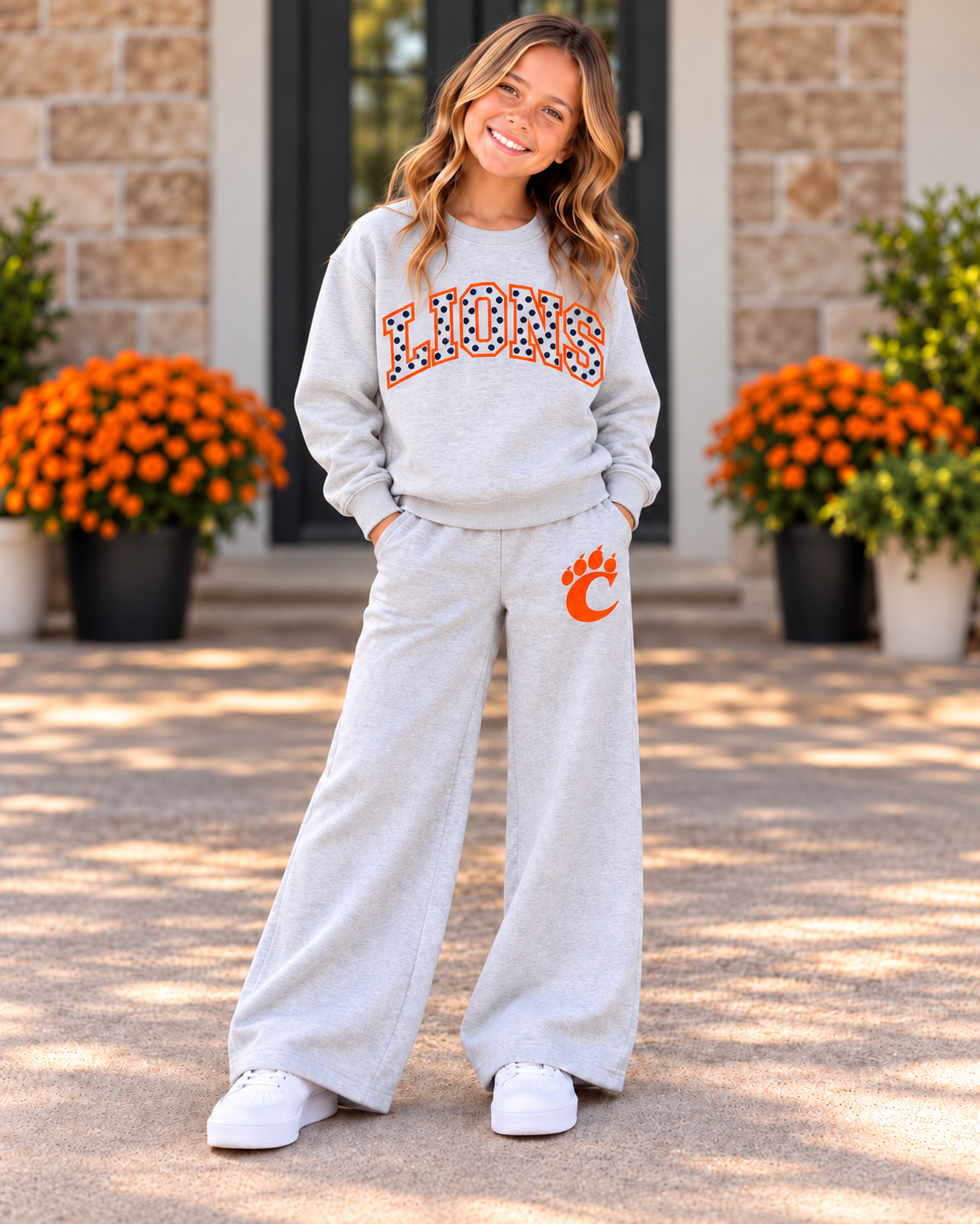 Youth Carterville Lions Polka Dot Crewneck Sweatshirt